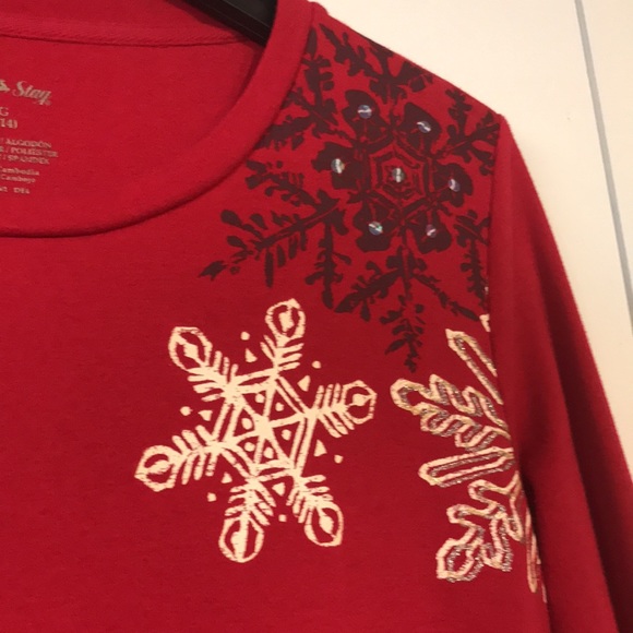 White Stag Women’s long sleeve red sweater Size Large (12-14) snowflakes - Picture 4 of 6